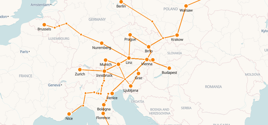 Mapa de Trenes ÖBB